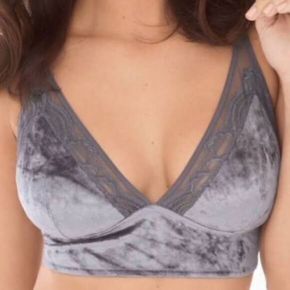 Soma Limited Edition Velvet Illusion Silver Bralette Small Wireless - Picture 2 of 6